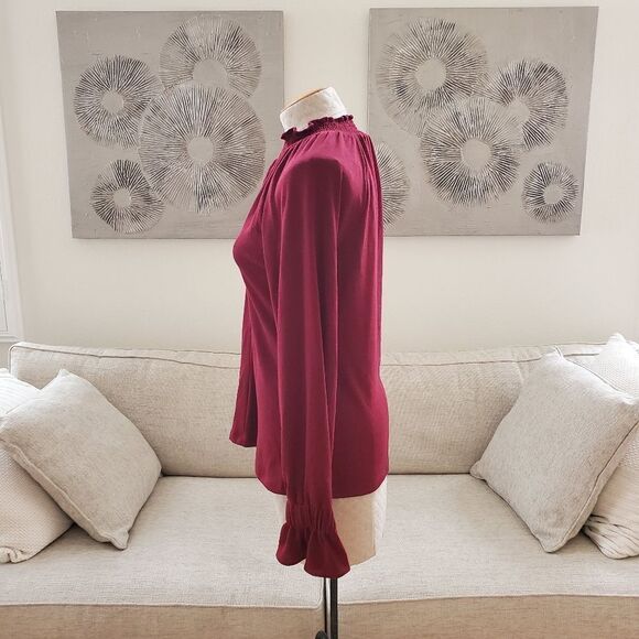 Vince Camuto Split Neck Balloon Sleeve Knit Top Sz Sm - Picture 5 of 10